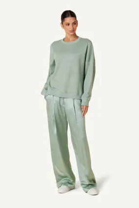 EMERSON PLEATED SILK PANT | SEAFOAM