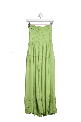 Free People Green Evelyn Eyelet Midi Dress UK M