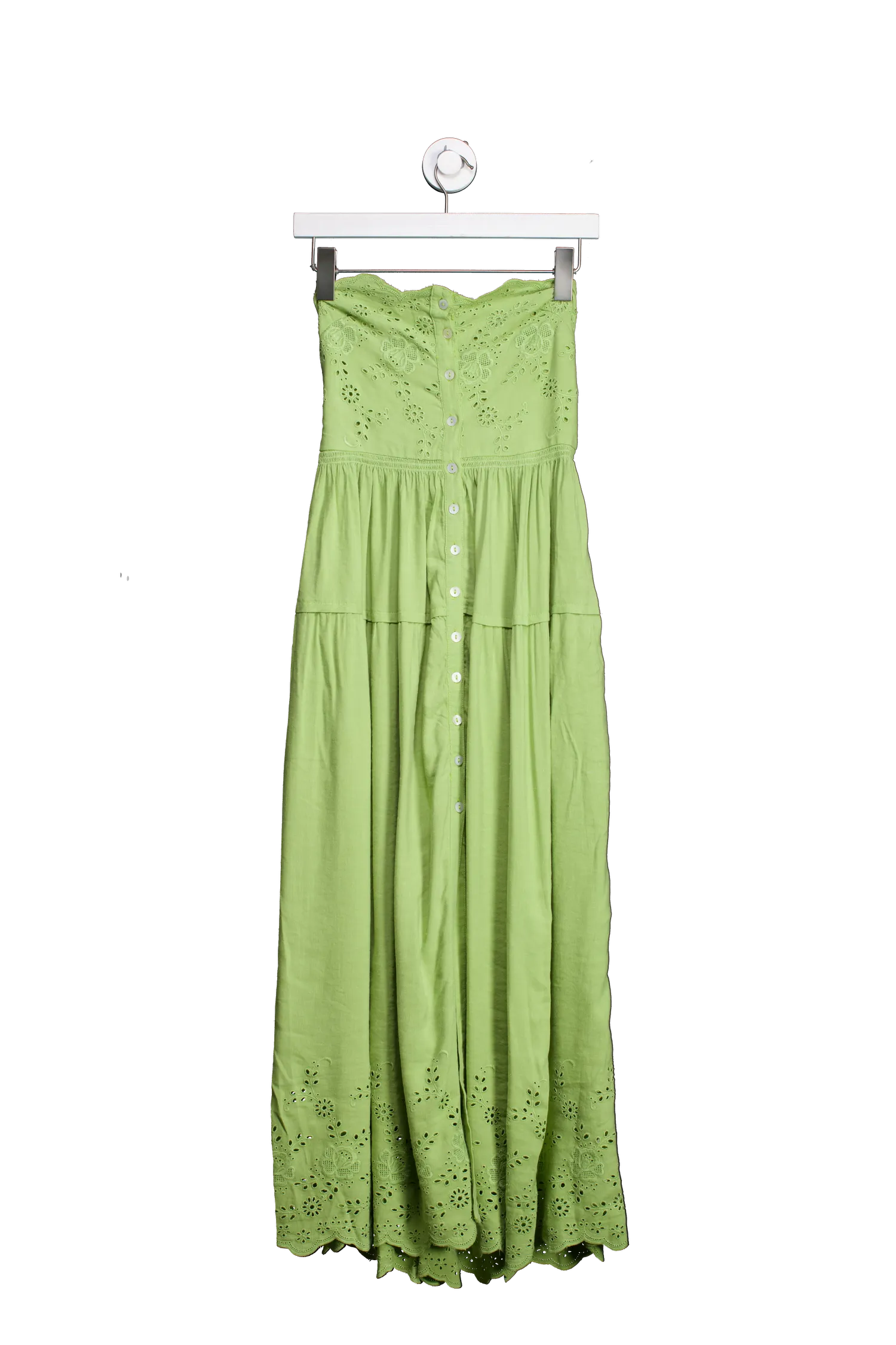 Free People Green Evelyn Eyelet Midi Dress UK M