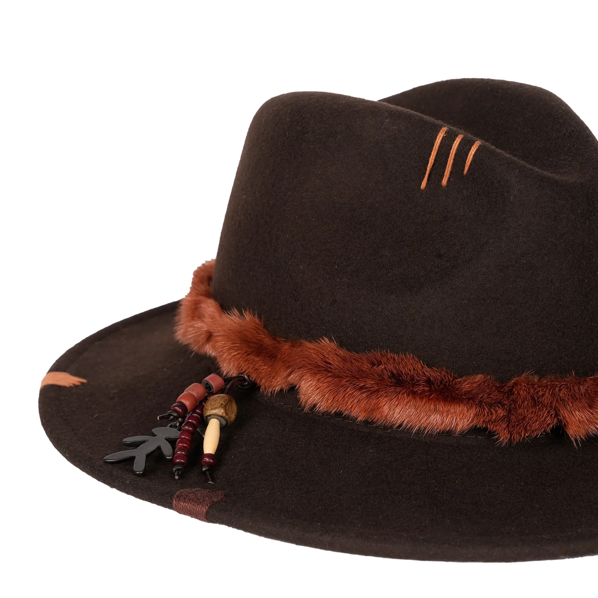 Fur Hat Wool Dark Brown