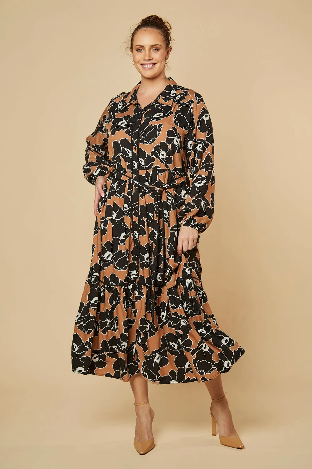 Ginette Billow Sleeve Maxi Dress in Autumn Lily