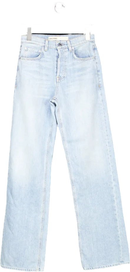 grlfrnd Blue Brooklyn High Rise Loose Straight Jeans W24