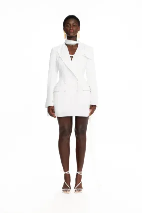 Halter Hourglass Blazer Dress - White