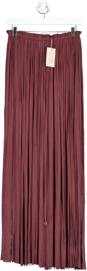 Hanne Bloch Red Bordeaux Silk Tulle Maxi Skirt One Size