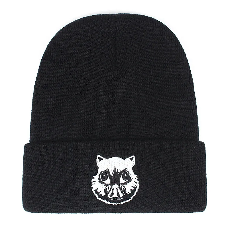 Hashibira Inosuke Winter Warm Pig Embroidery Knit Hat