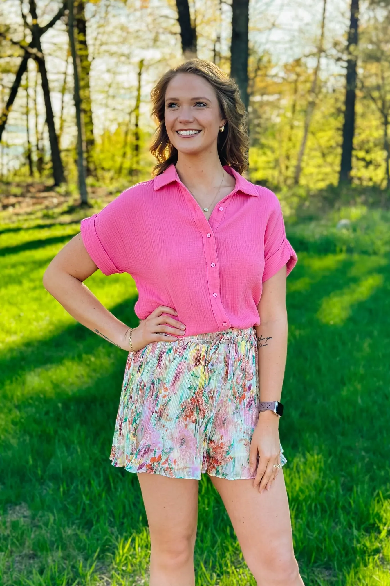 Ivory Pleated Shorts