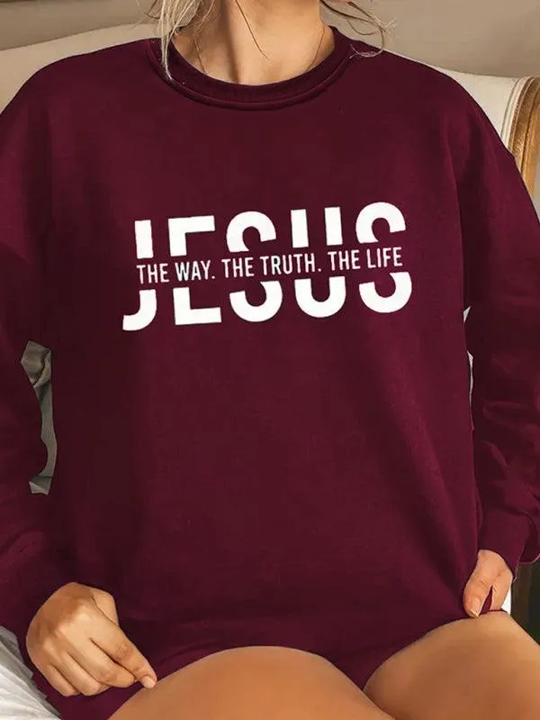 JESUS Print Women Sweatshirt