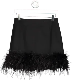 Karen Millen Black Feather Hem Mini Skirt UK 8