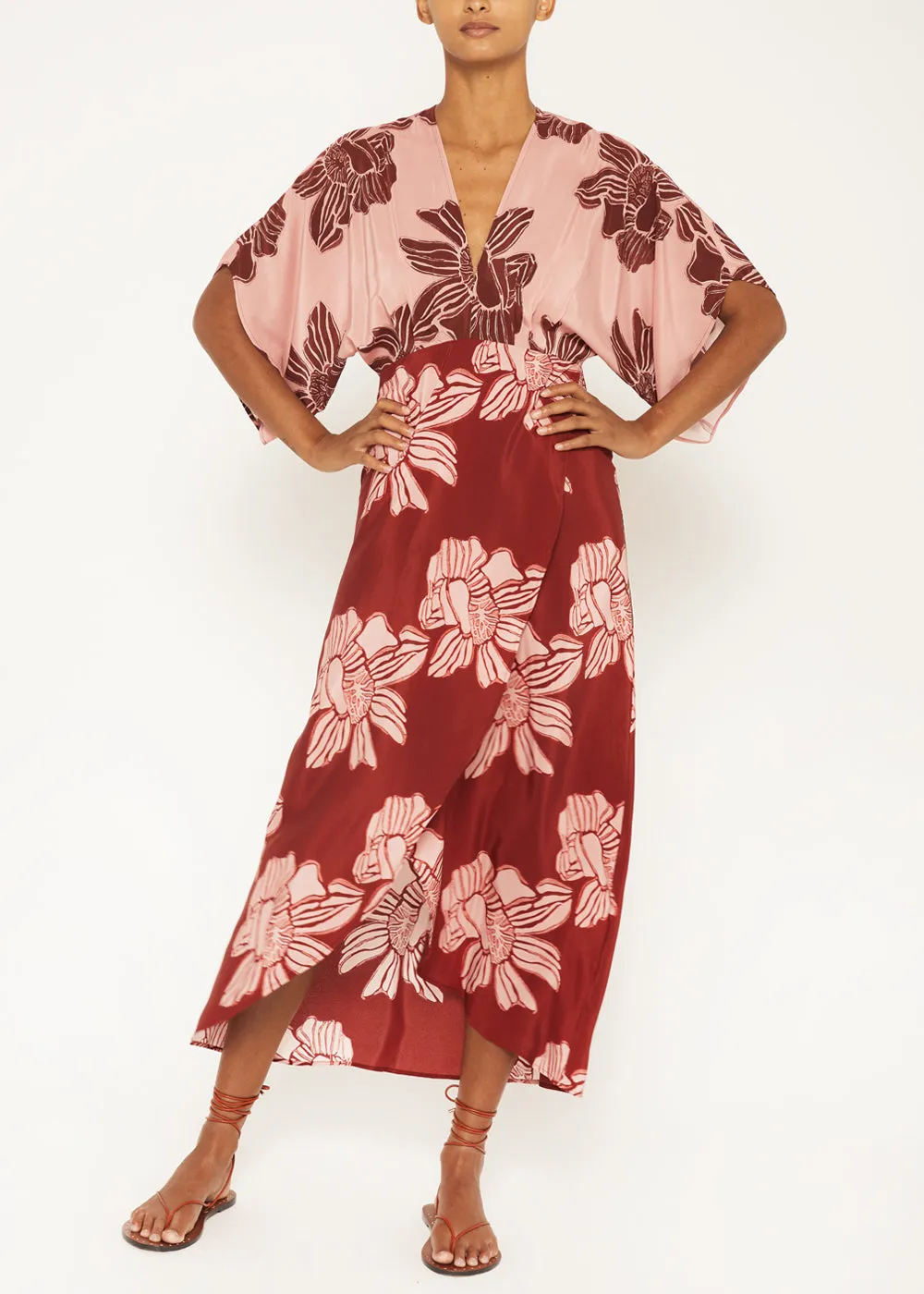 Katherine Silk Pink Floral Maxi Dress