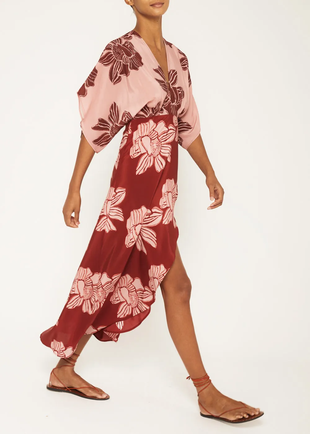 Katherine Silk Pink Floral Maxi Dress