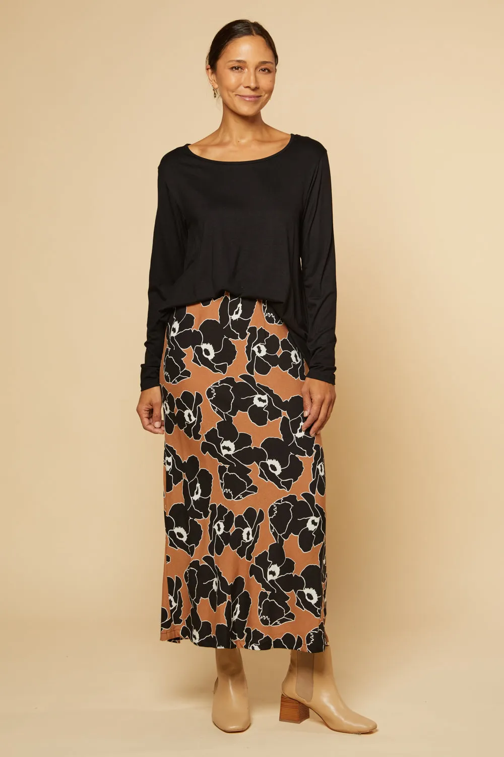 Katie Bias Cut Skirt in Autumn Lily