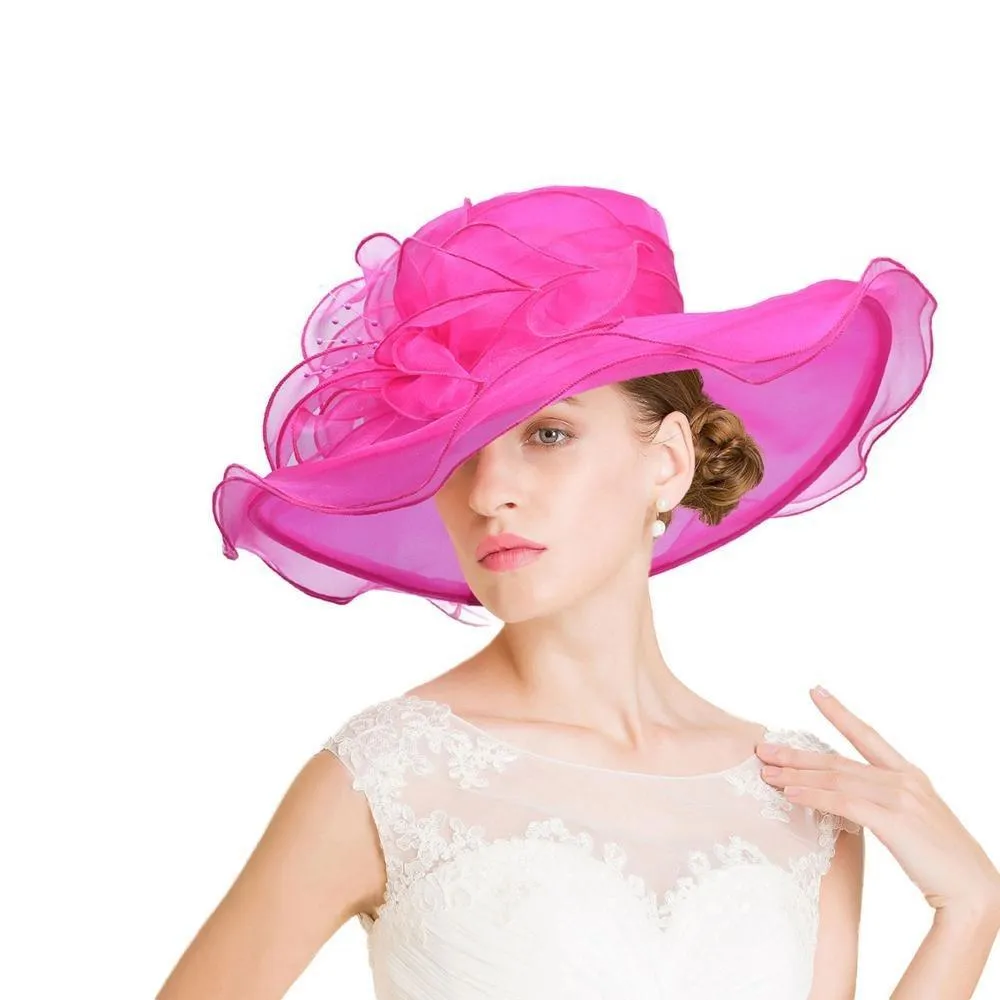 Ladies Floppy Wide Brim Organza Sun Hat