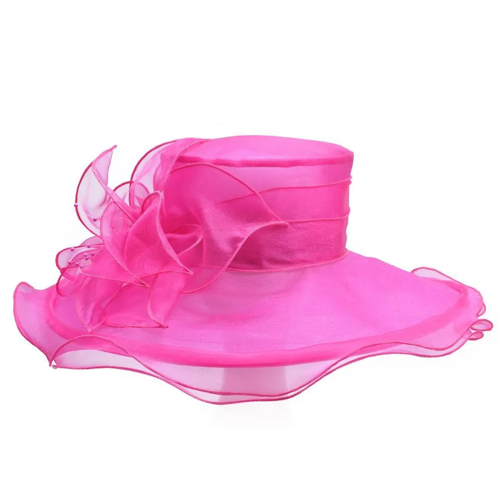 Ladies Floppy Wide Brim Organza Sun Hat