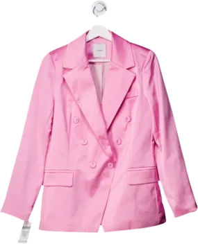 Lumina Pink Satin Double Breasted Blazer UK M