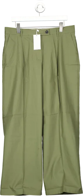 MANGO Green Wide Leg Pleated Trousers BNWT UK 14