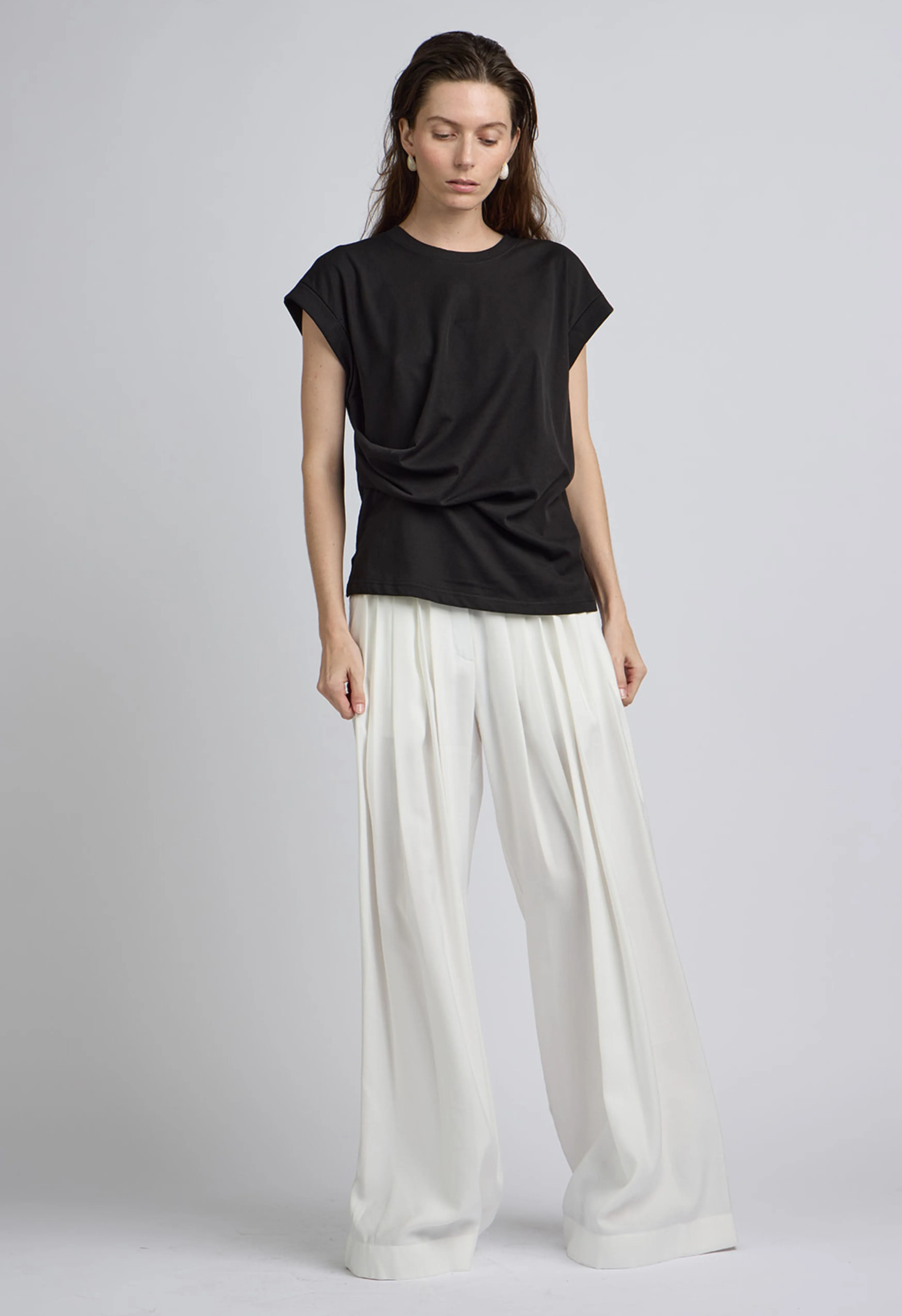 Martha Pleated Trouser in White