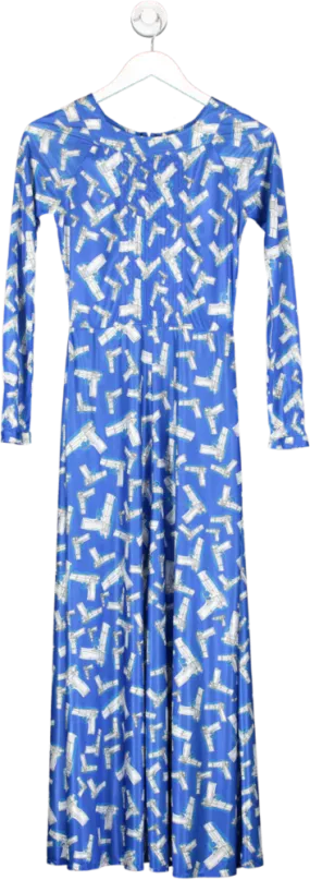 MORV London Blue Pleated Neckline Classic Pintuck Dress UK 8