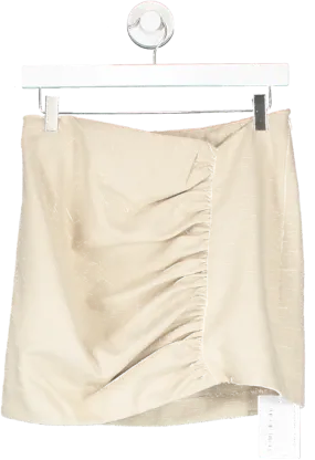 NA-KD Beige Structured Gathered Sides Mini Skirt UK 10