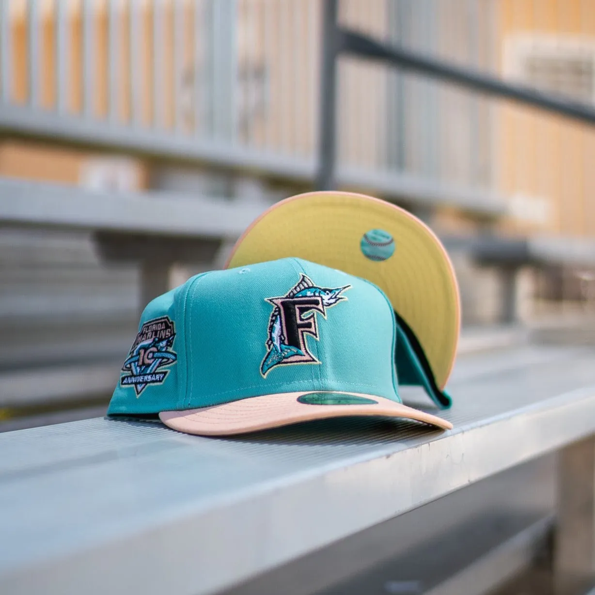 New Era Florida Marlins 10th Anniversary Soft Yellow UV (Teal/Blush)