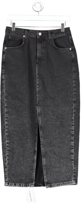 New Look Black Denim High Waist Midi Skirt UK 10