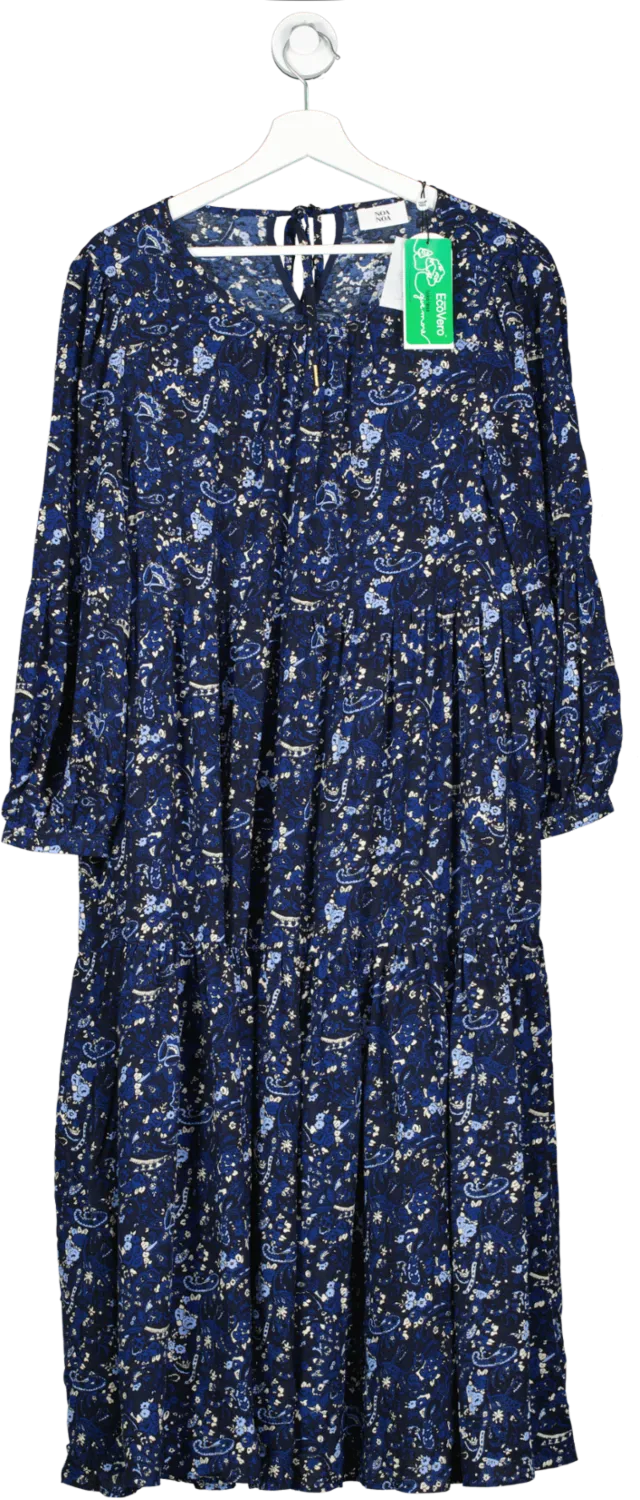 Noa Noa Blue Paisley Air Crepe Dress UK 12