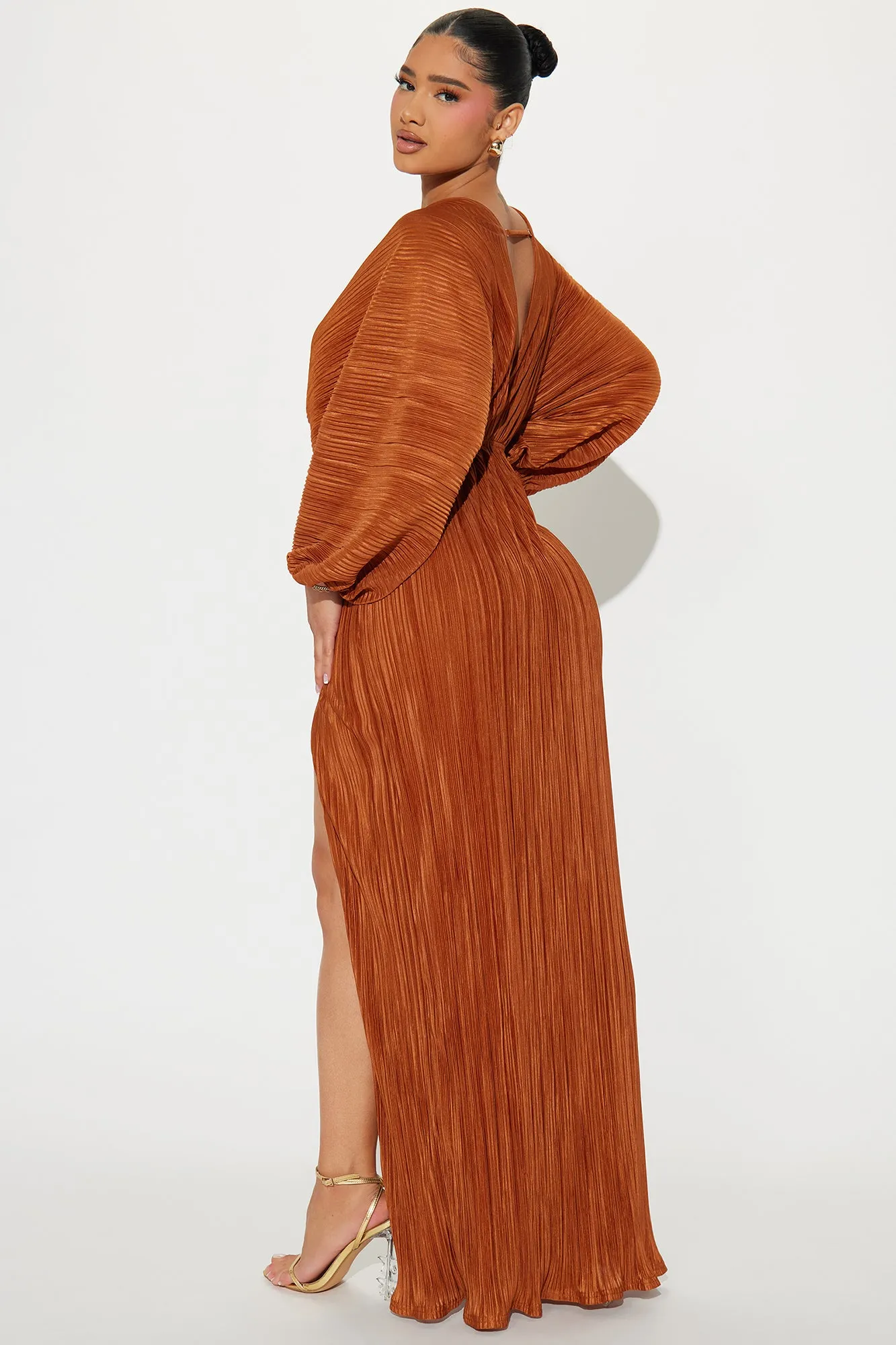 Paloma Pleated Maxi Dress - Rust