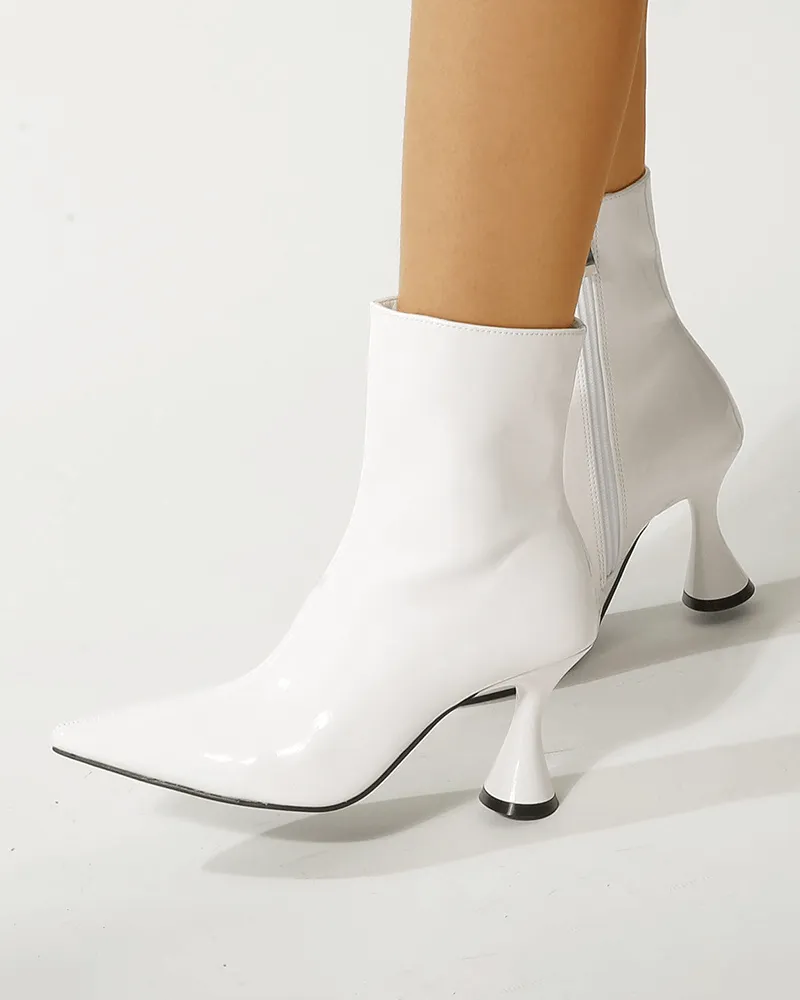 Patent Leather Side-zip Stiletto Ankle Boots