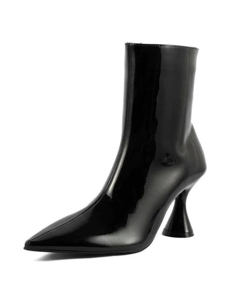 Patent Leather Side-zip Stiletto Ankle Boots