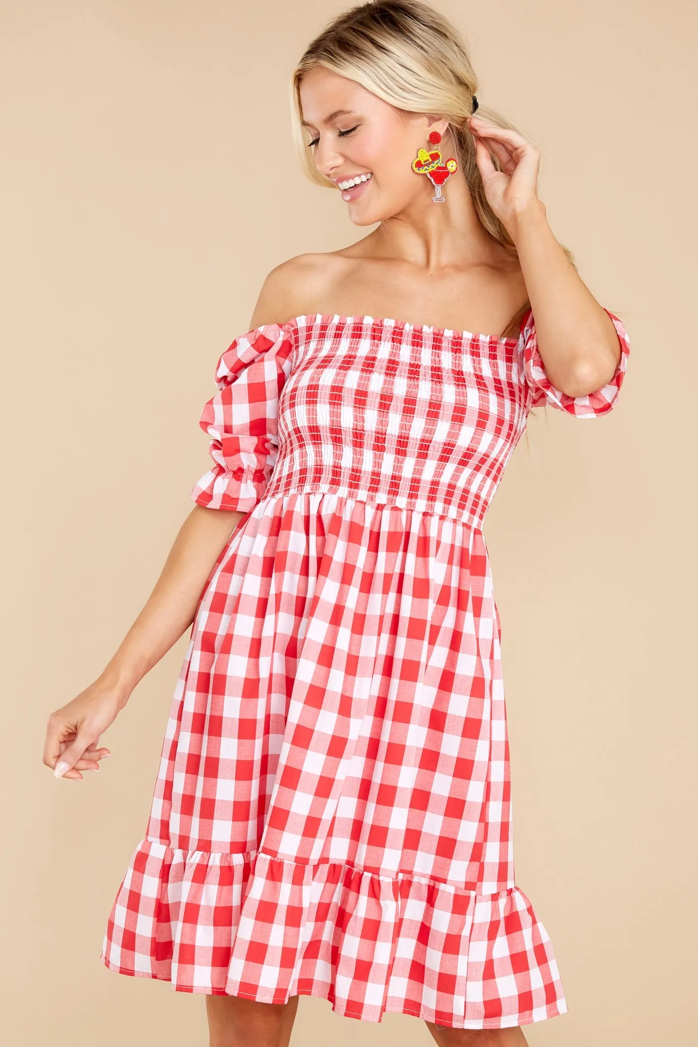 Picnic In Paradise Red Gingham Dress