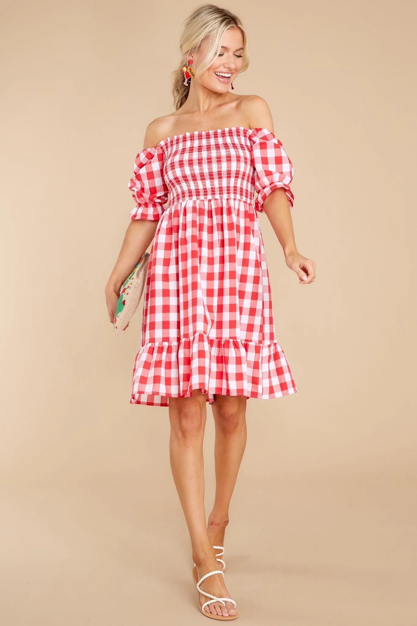 Picnic In Paradise Red Gingham Dress