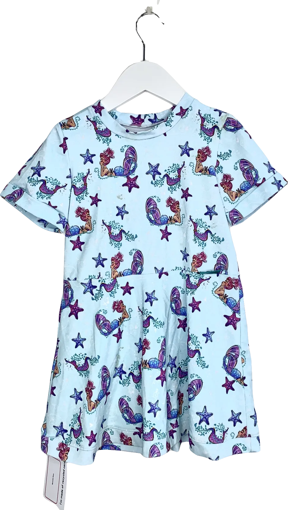 Pipstitch Blue Mermaid Print Short Sleeve Dress One Size