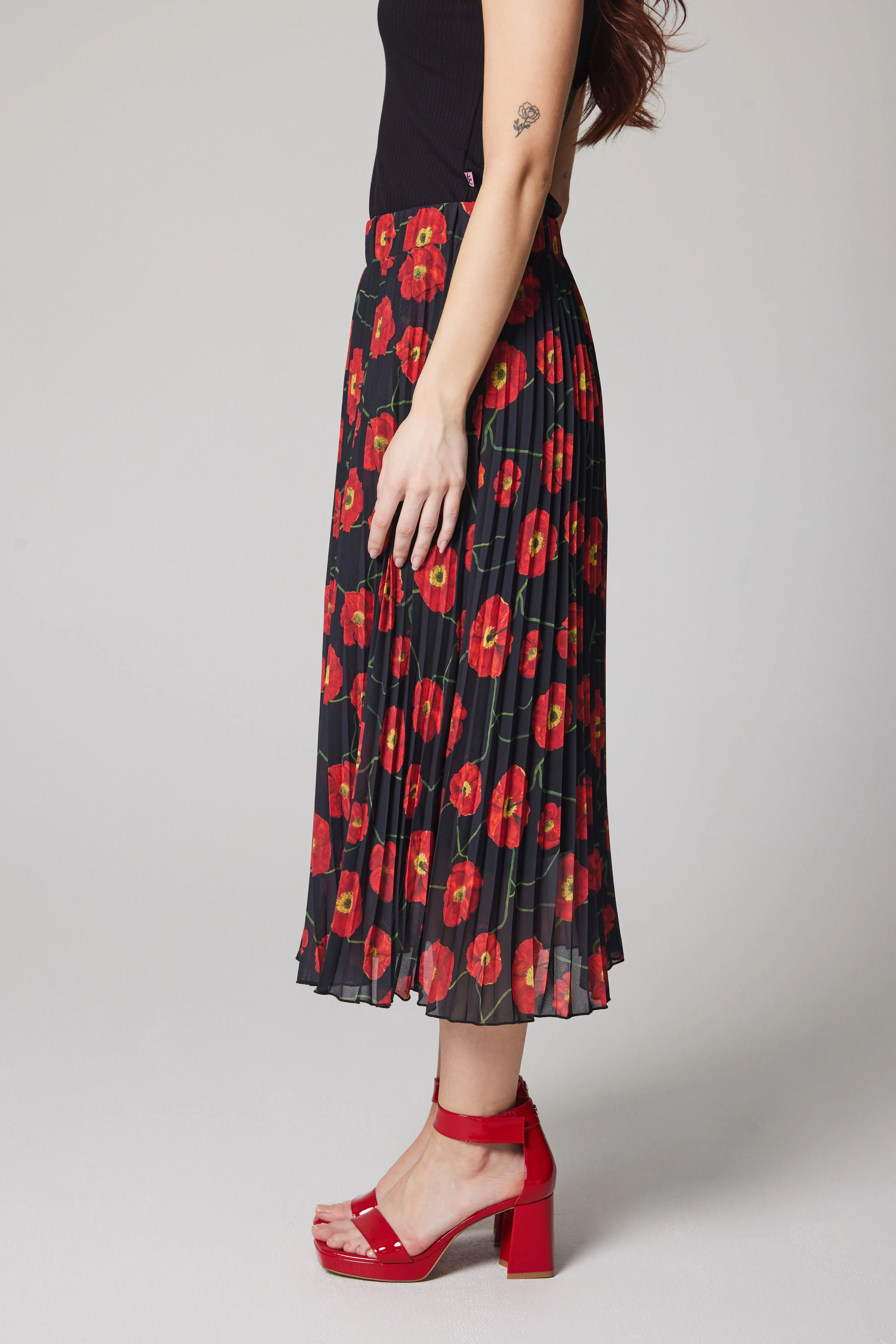 Pleated Skirt - Poppies