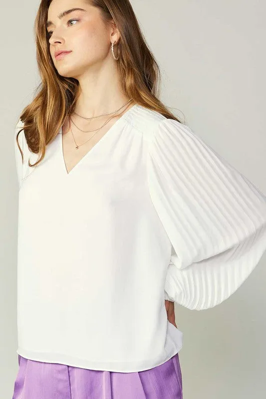 Pleated Sleeve Blouse