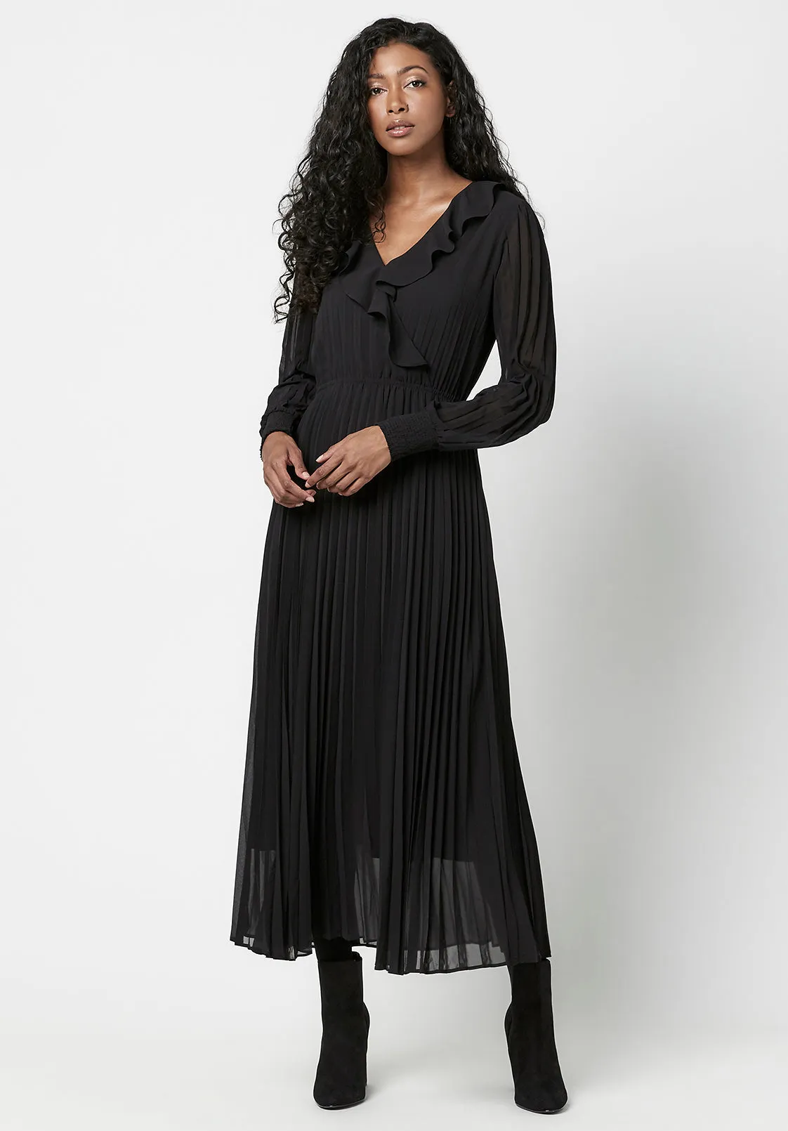 Pleated Tully Midi Dress - WD0560F