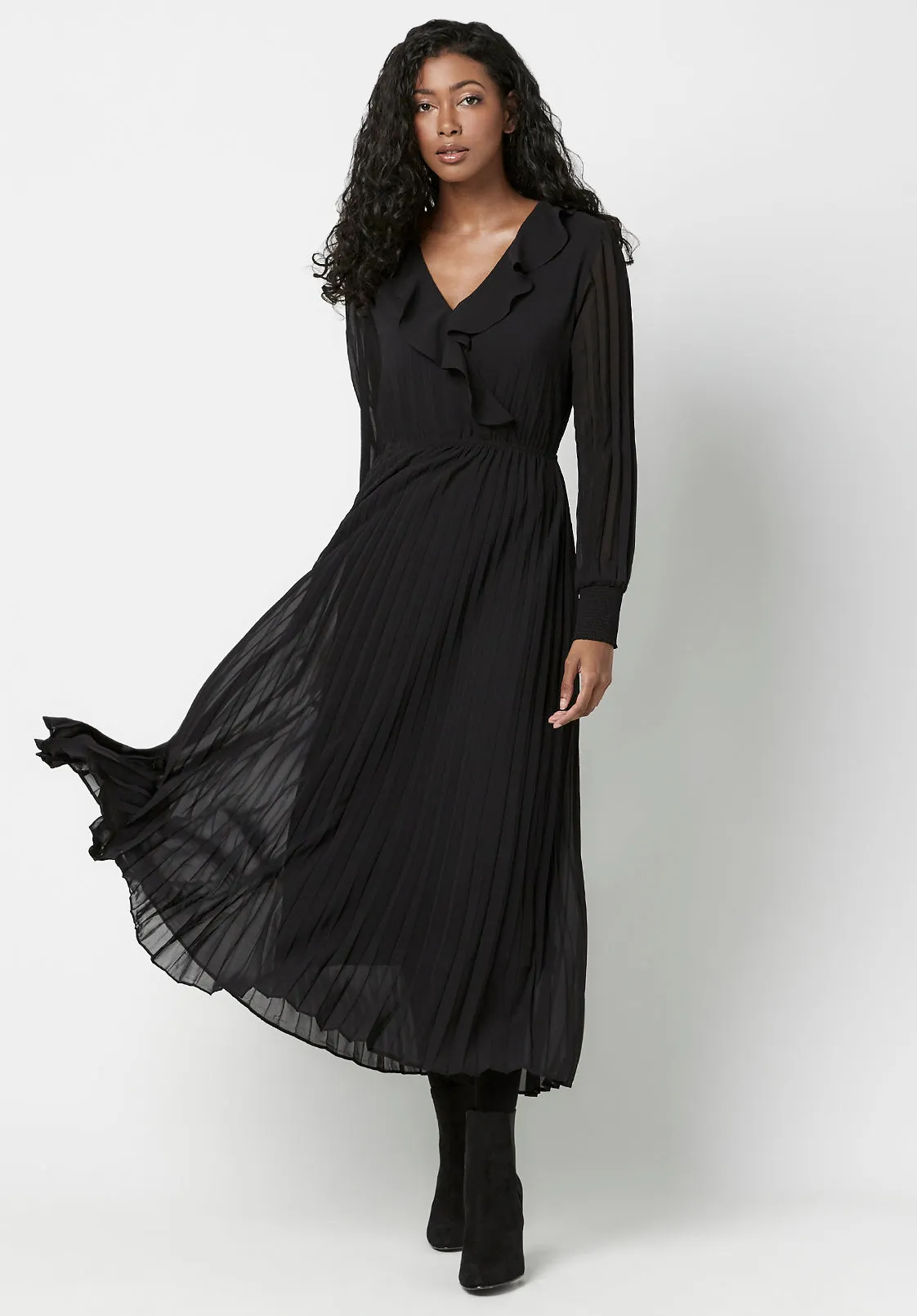 Pleated Tully Midi Dress - WD0560F