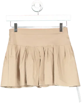 PrettyLittleThing Brown Stretch Woven Low Rise Pleated Micro Mini Skirt UK 6