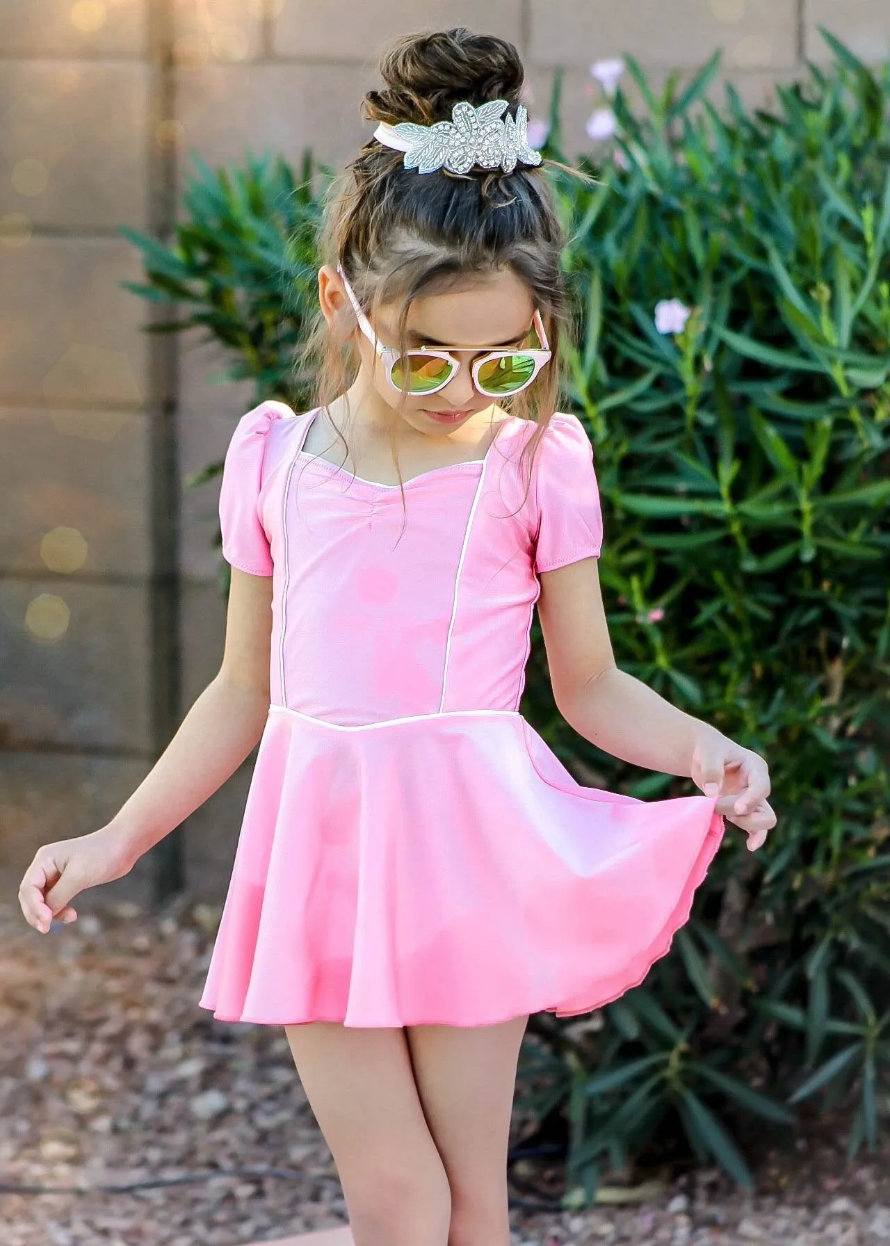 princess swim dress in pink