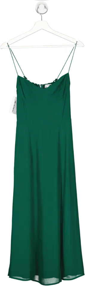 Reformation Green Rosehip Pleated Midi Dress UK 8