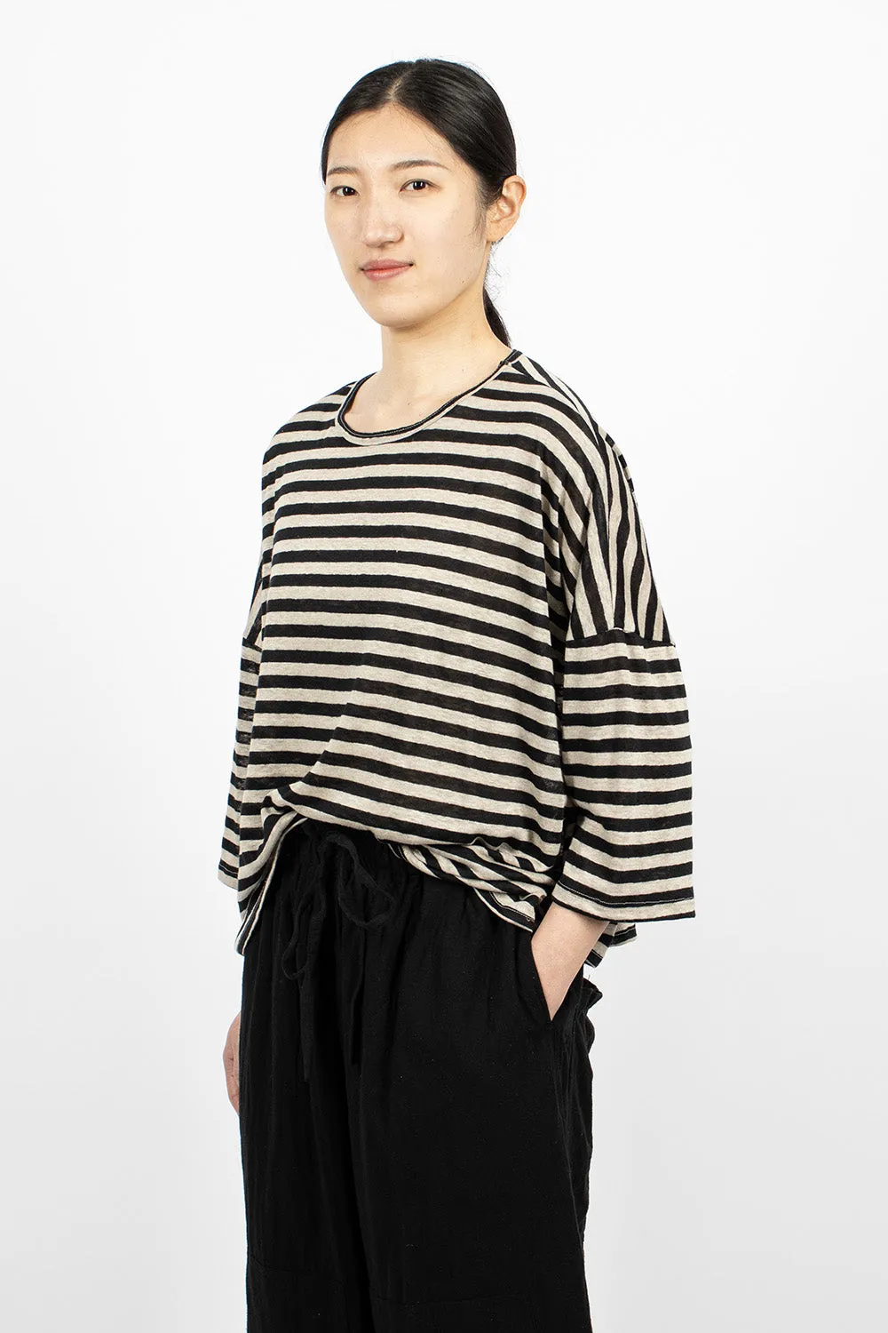 Relaxed Knit Pullover Natural/Black