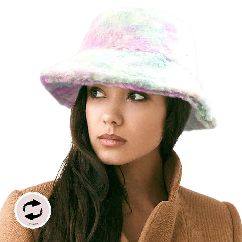 Reversible Colorful Soft Faux Fur Bucket Hat