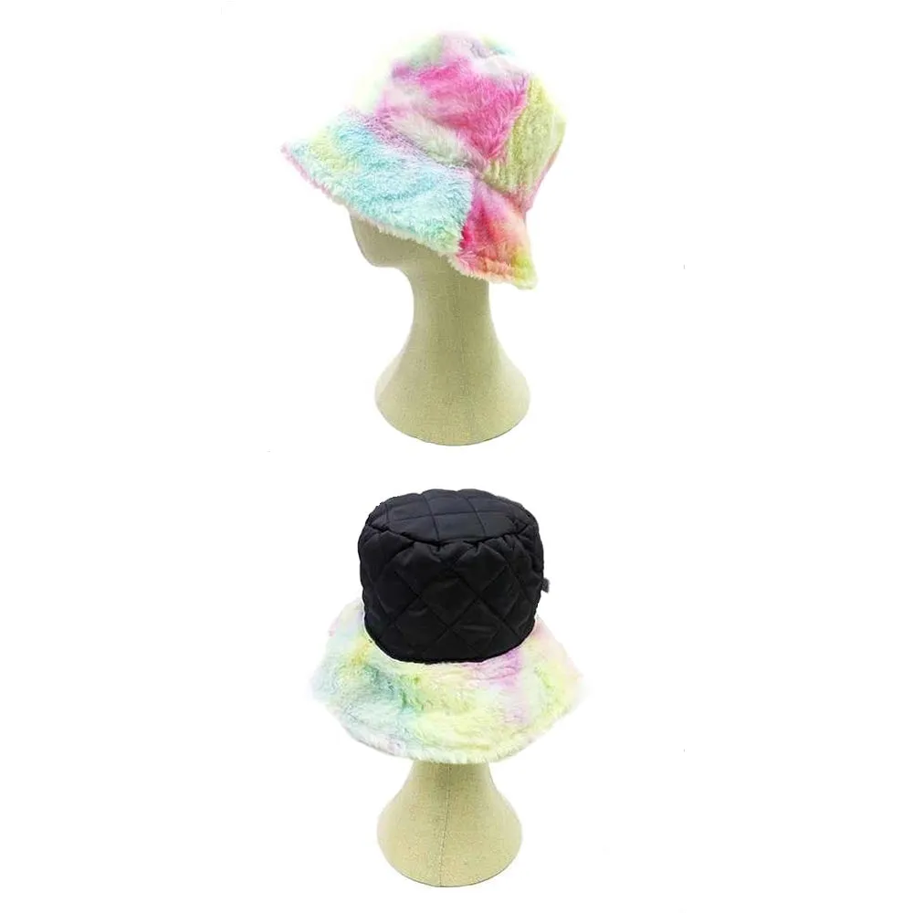 Reversible Colorful Soft Faux Fur Bucket Hat