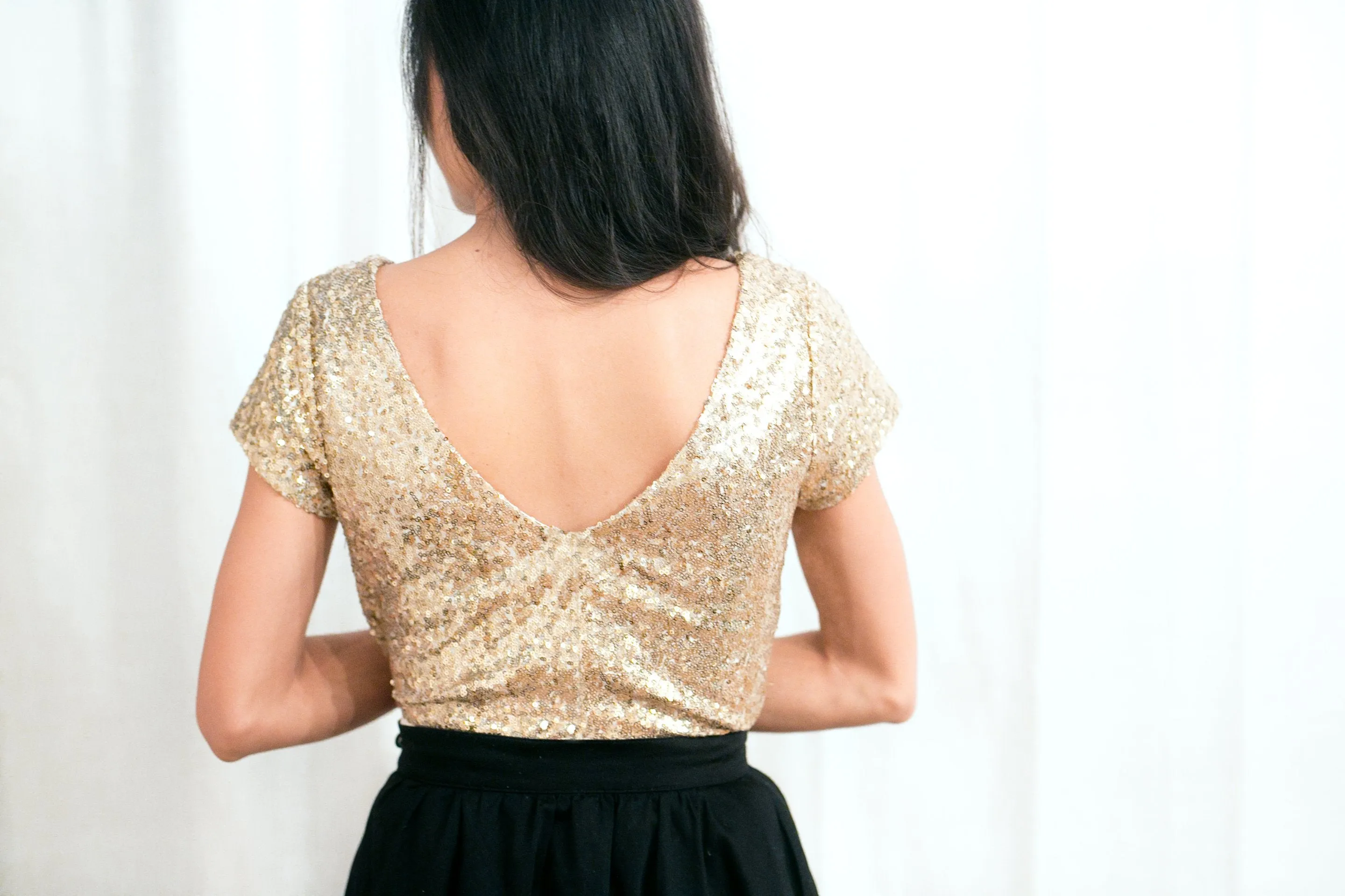 sequin top in gold