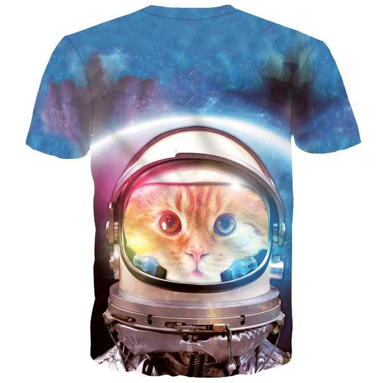 Space Cat Astronaut Kitten Galaxy Universe Print Graphic Tee