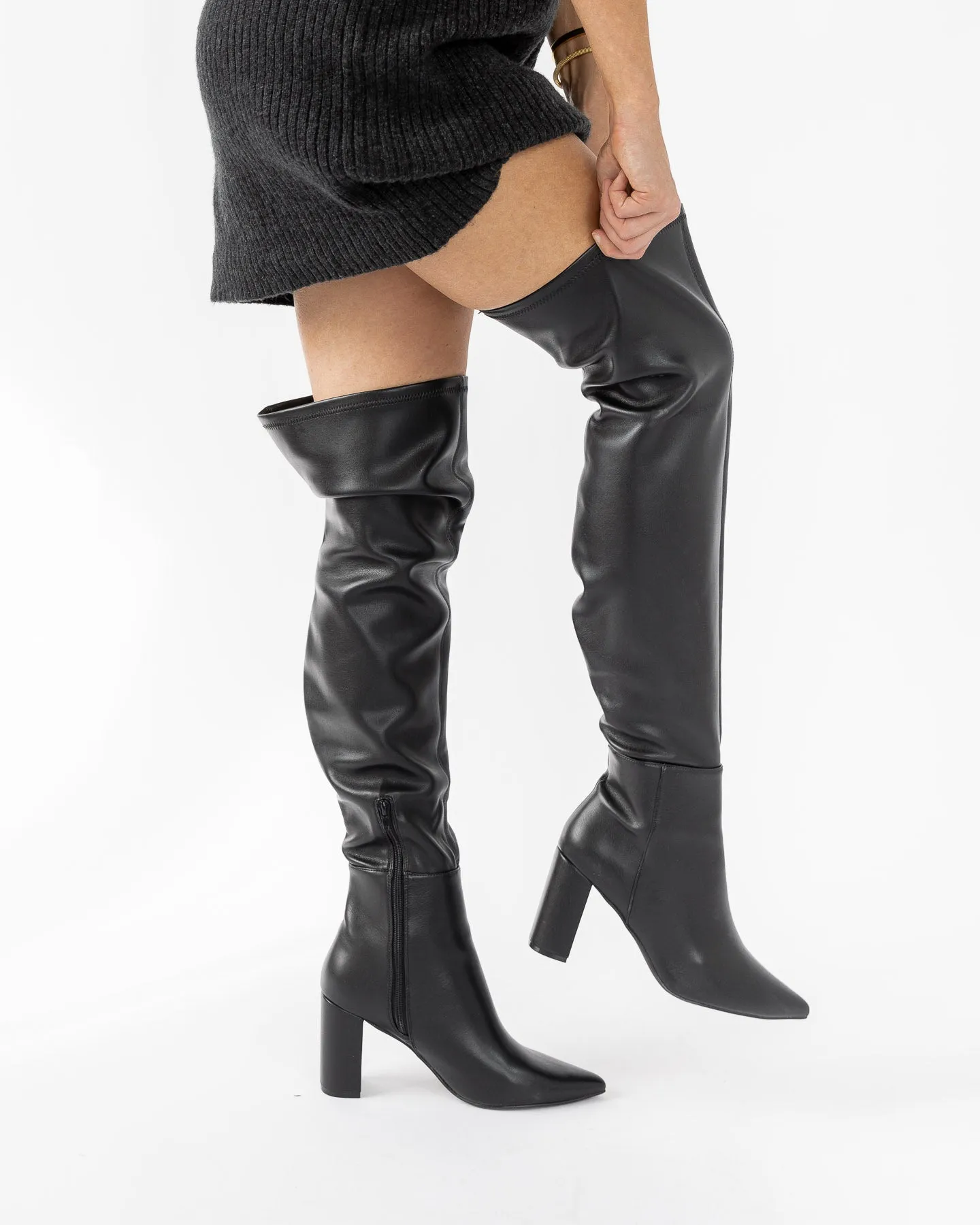 Strut On Through Black Thigh High Boots - Final Sale