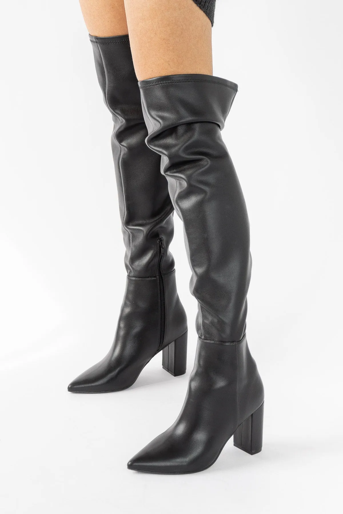 Strut On Through Black Thigh High Boots - Final Sale