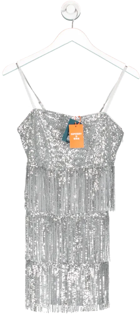 Superdry Metallic Fringe Cami Mini Dress UK XS