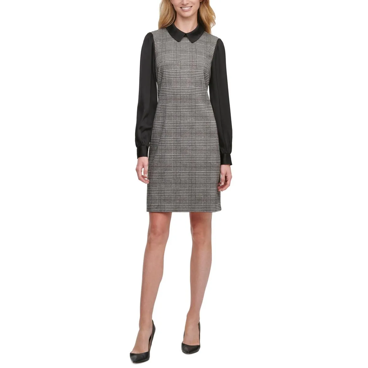 Tommy Hilfiger Womens Plaid Work Midi Dress