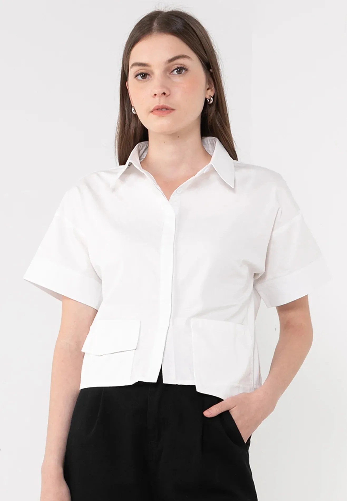 VOIR JEANS Button Up Collar Neck Basic Shirt