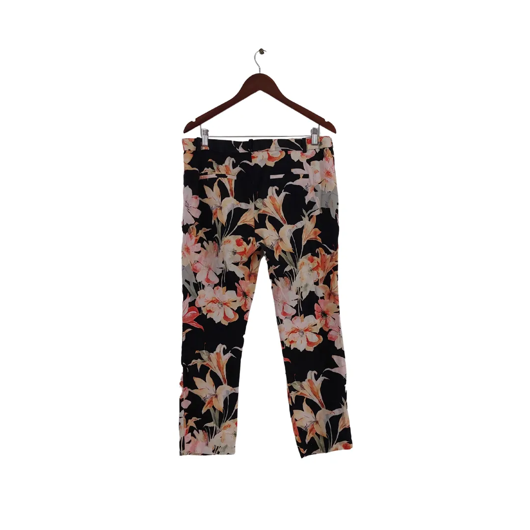 ZARA Black Floral Printed Straight Leg Pants | Pre Loved |