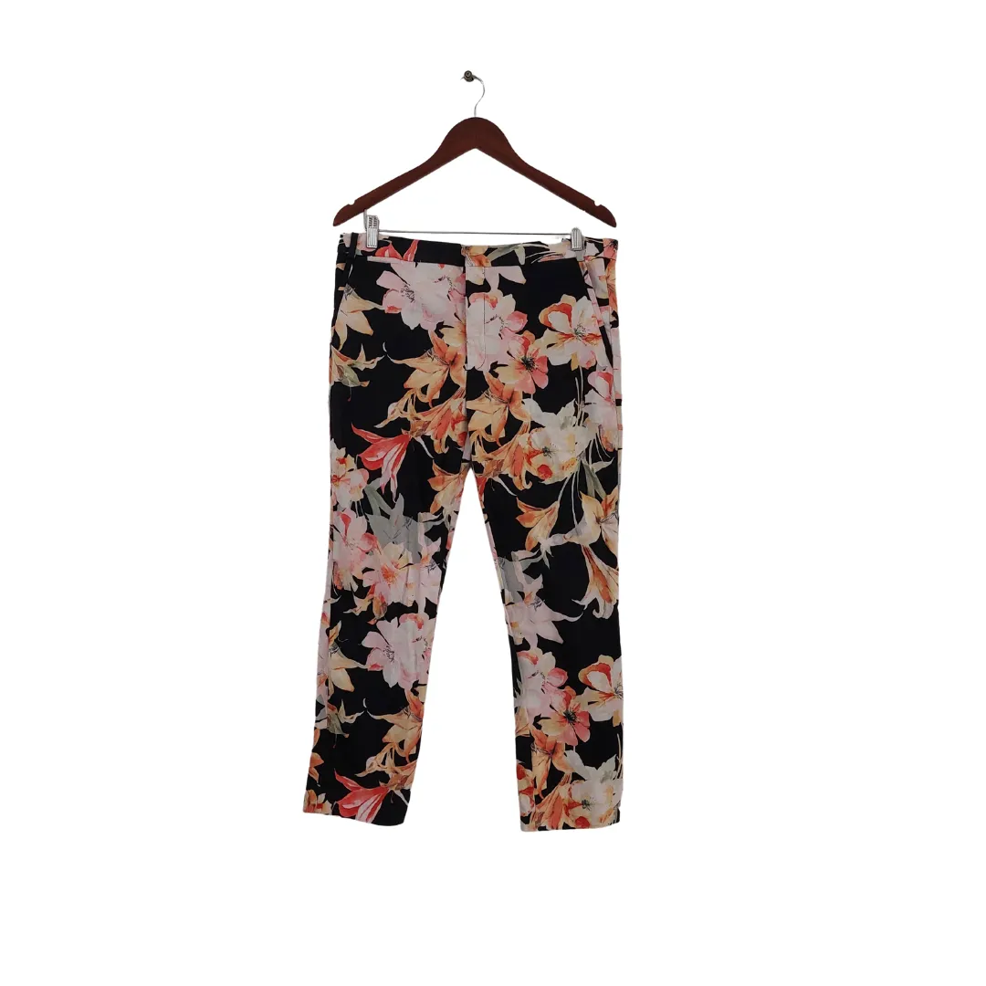 ZARA Black Floral Printed Straight Leg Pants | Pre Loved |